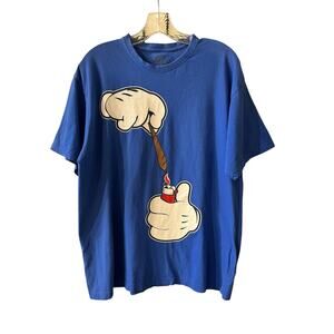 Mickey Mouse Rolling Joint Hands T-Shirt Men's XL Blue